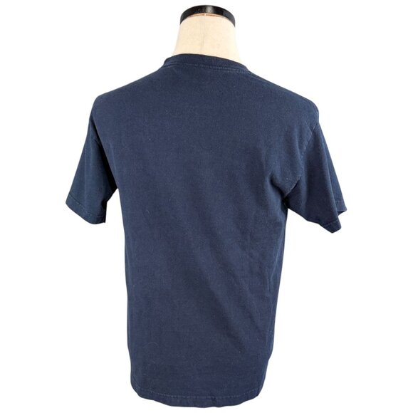Black Label Navy Graphic Tee Shirt M 100% Cotton Short Sleeve Crew Neck Casual - Picture 3 of 6